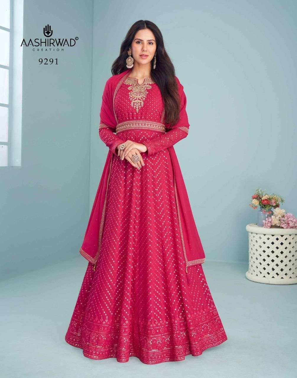 Madhubala Aashirwad Creation Georgette Readymade Skirt Style Suits – Kavya  Style Plus