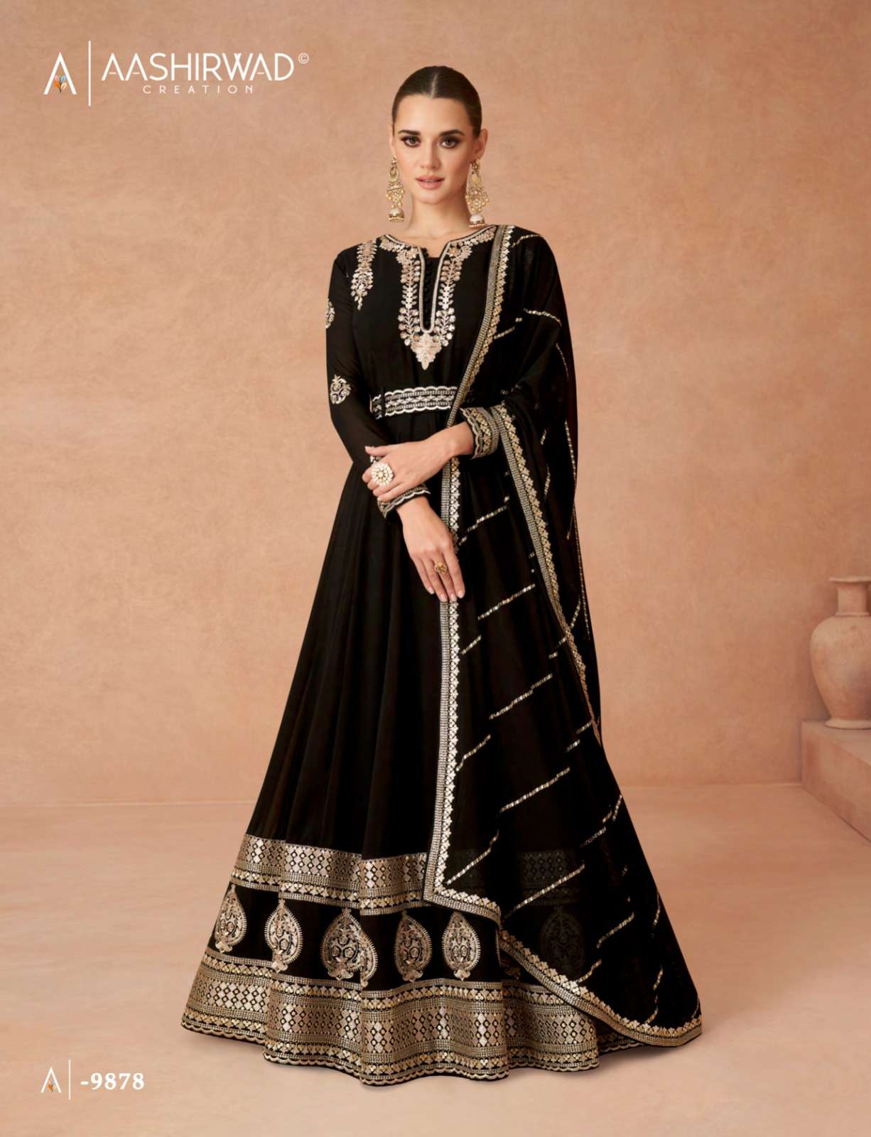 Aashirwad Creation - Rose | Anarkali suit, Black pakistani dress, Anarkali