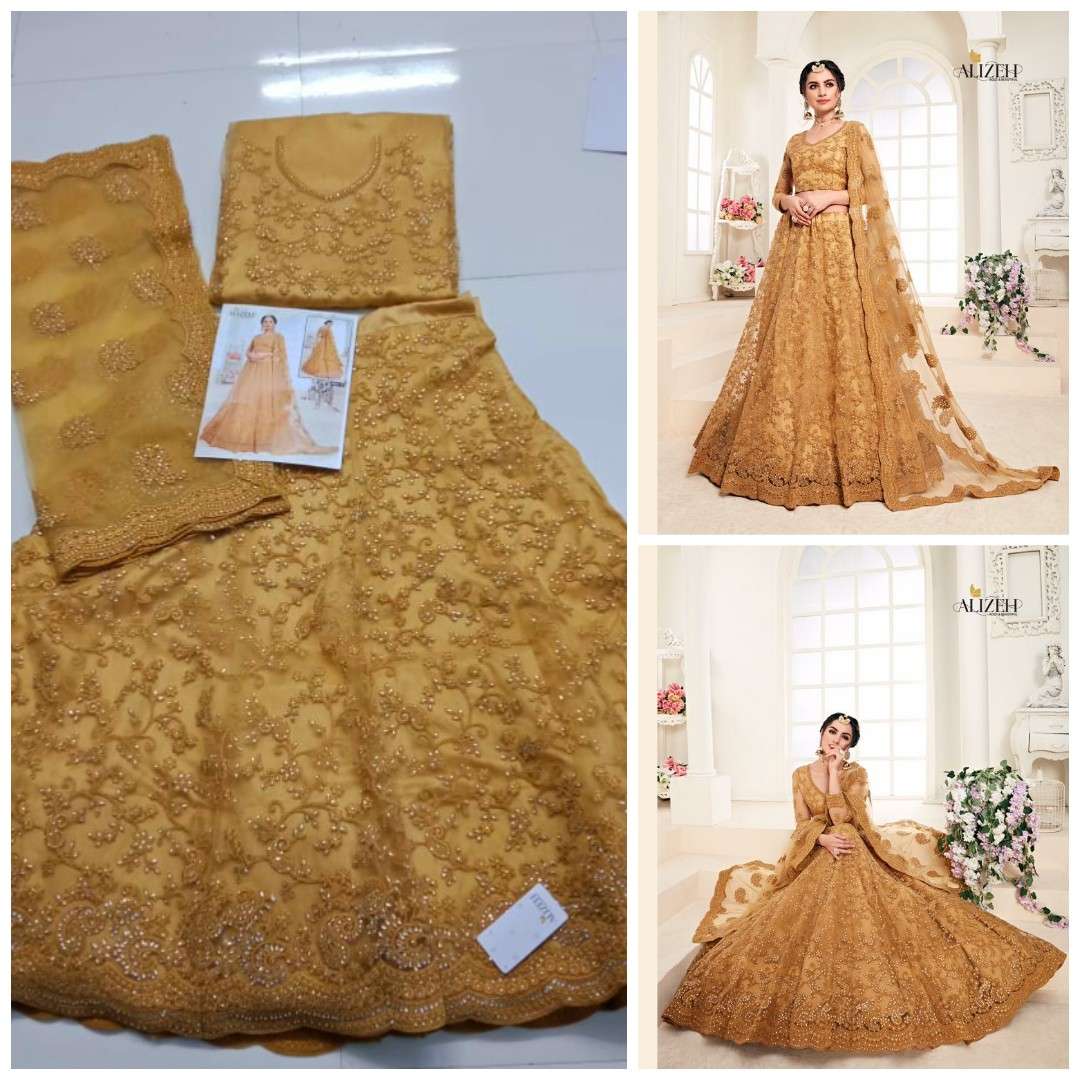 Alizeh 1001-B Bridal Heritage Colour Saga Vol-1 Yellow Semi Stitched ...