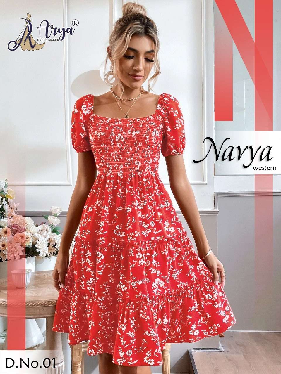 Arya Dress Maker 01 Navya Western Peach Full Stiched Cotton Kurtis