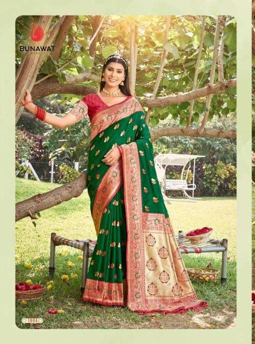 Bunawat 1004 Universal Silk Green Unstitched Kanjivarm Silk Print