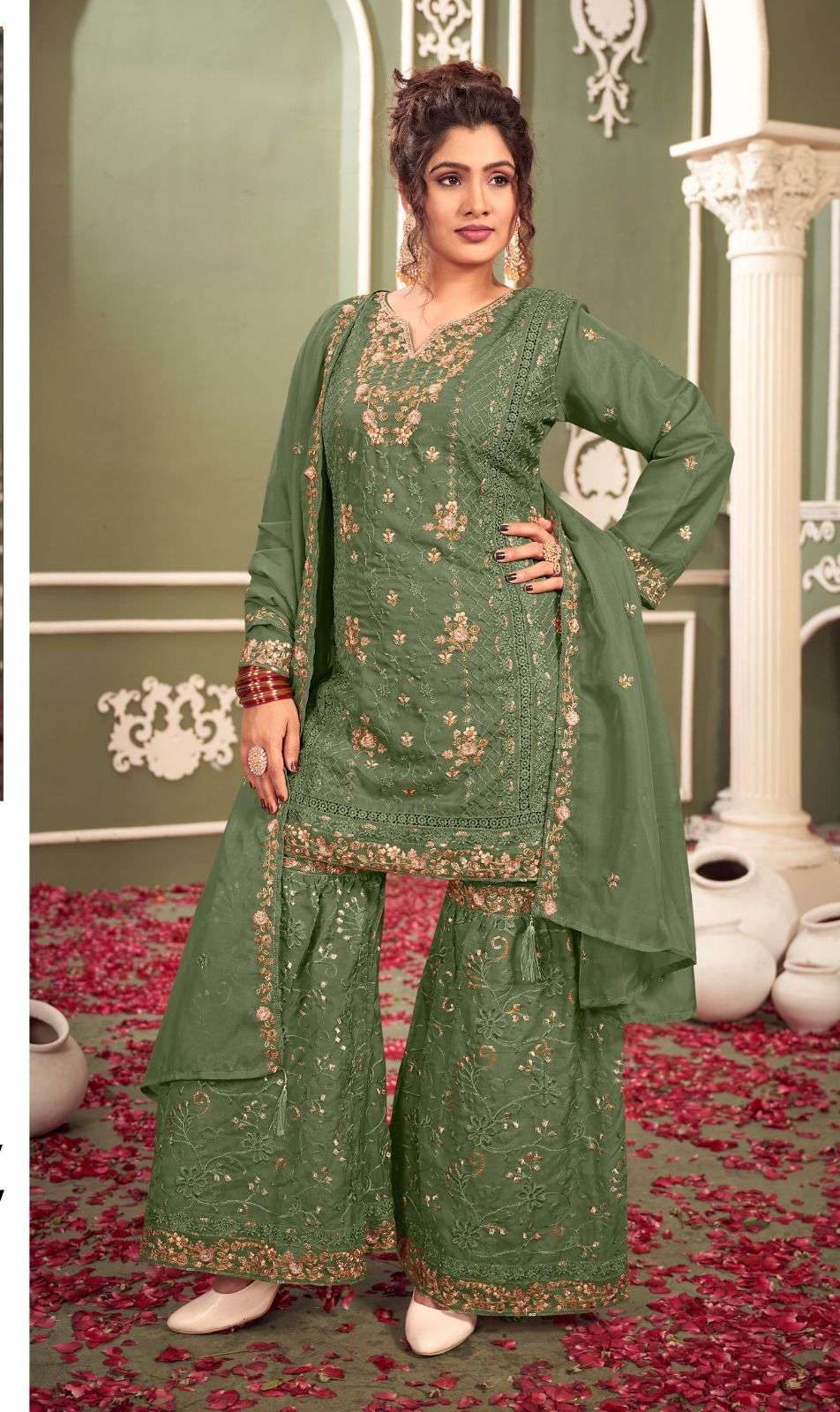 Deepsy Suits D 371 C Green Full Stitched Heavy Organza Embroidery Pakistani Suit 1 e1707574951404