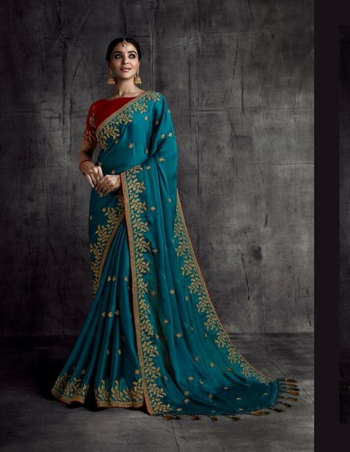 Buy Fancy Green Friill Work Saree (NWSA-6036) Online