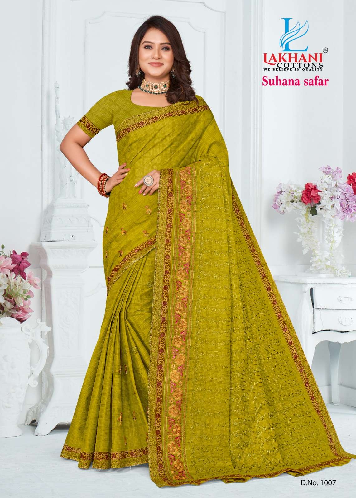 Casual, Traditional Green color Cotton fabric Saree : 1887330