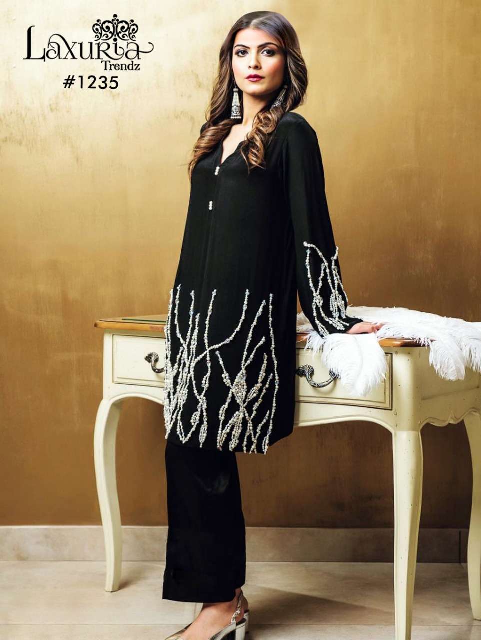 Black Kurti Kameez pant Latest Pakistani Design Wedding Party wear Suit  Handmade | eBay