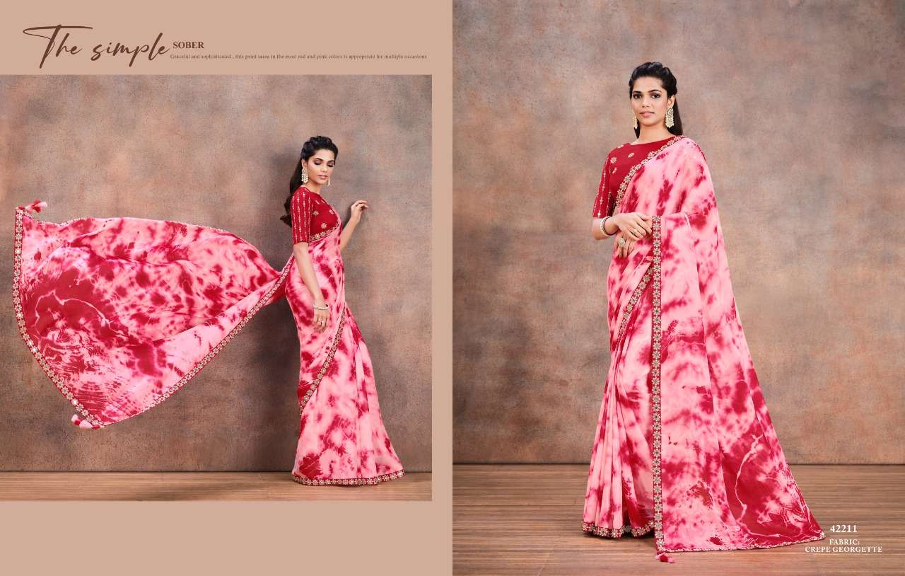 VIHANA BY STAVAN GEORGETTE EMBROIDERY BORDER BEAUTIFUL FANCY SOBER SAREE  WITH WORK BLOUSE CONCEPT BEST MANUFACTURER AND EXPORTER IN GUJRAT AUSTRALIA  USA - Reewaz International | Wholesaler & Exporter of indian ethnic