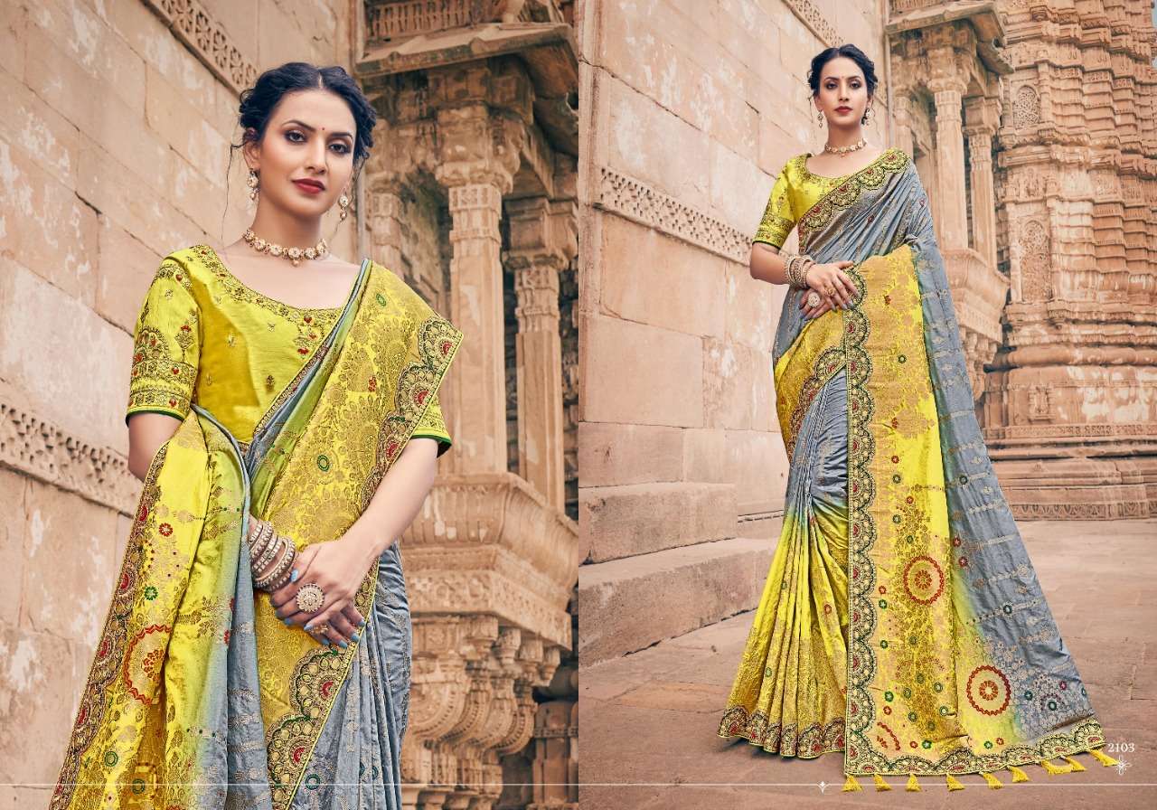 Green Lotus Silk Saree - Mogra Designs