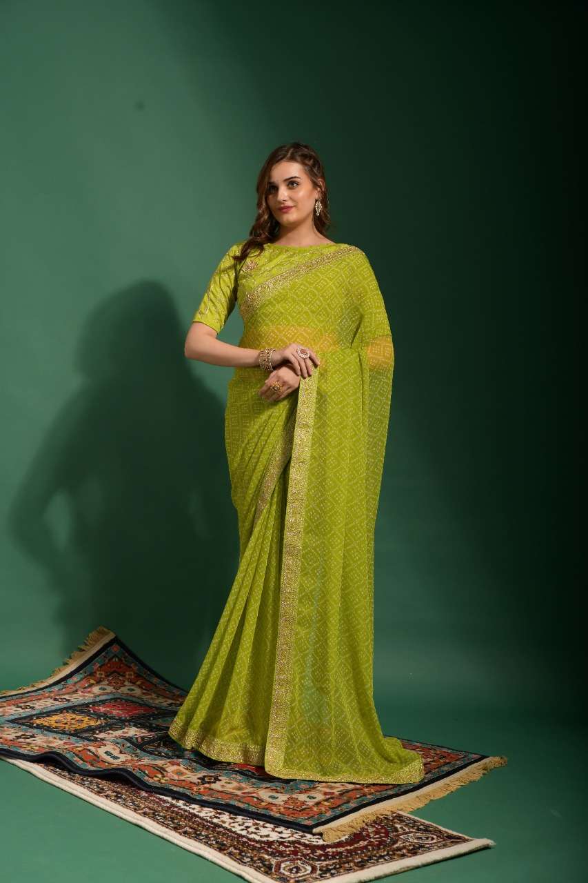 Buy Ranas Pista Green Chiffon Saree Online | Sarees | Ranas