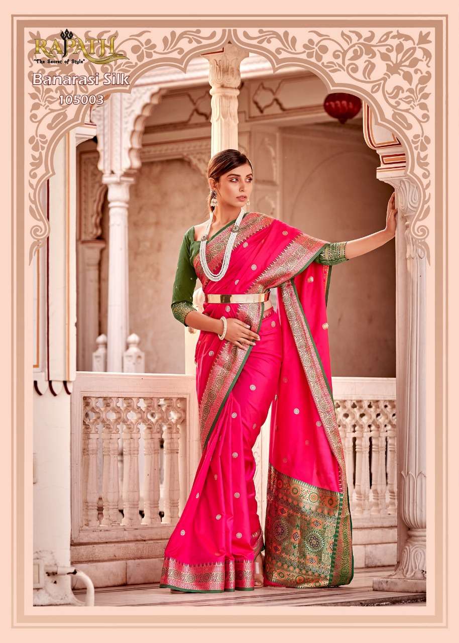 Taffy Pink Woven Banarasi Silk Saree - Urban Womania