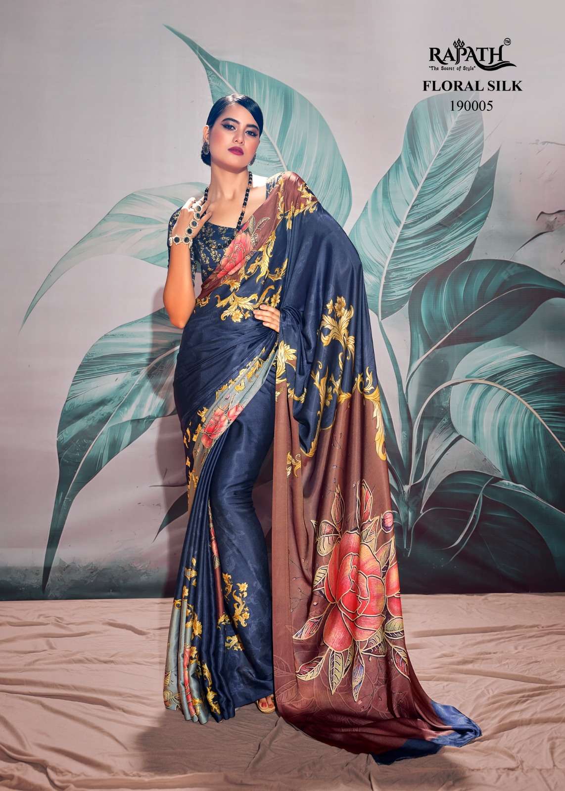 Blue Booti Crepe Silk Handloom Banarasi Saree - Sacred Weaves