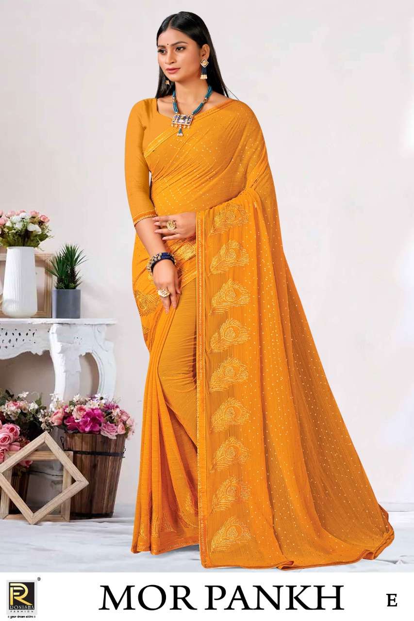 Ronisha Fashion Mor Pankh E Yellow Unstiched Zomato Saree