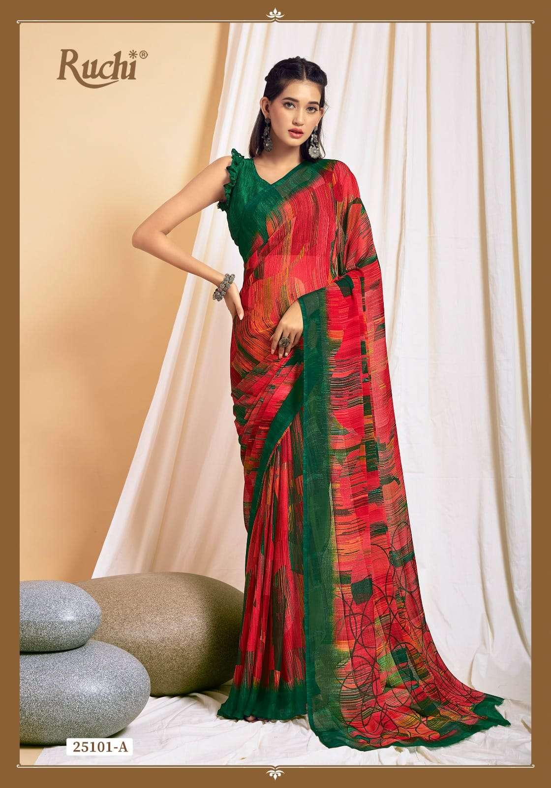 Orange Fancy Printed Saree at Best Price in Surat | Seymore Print Pvt. Ltd.