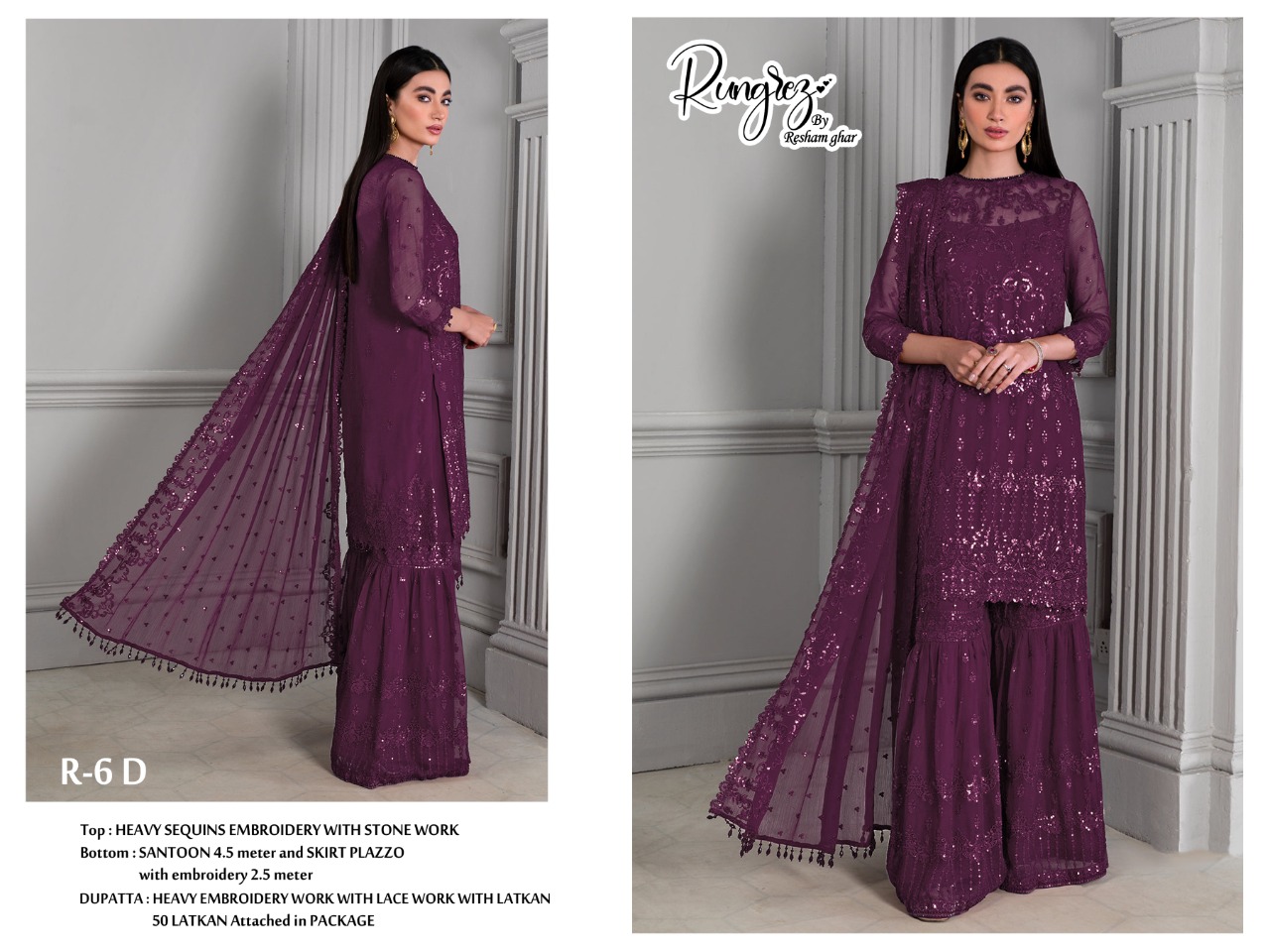 Rungrez R 6 D Purple Unstitched Georgette Pakistani Suit