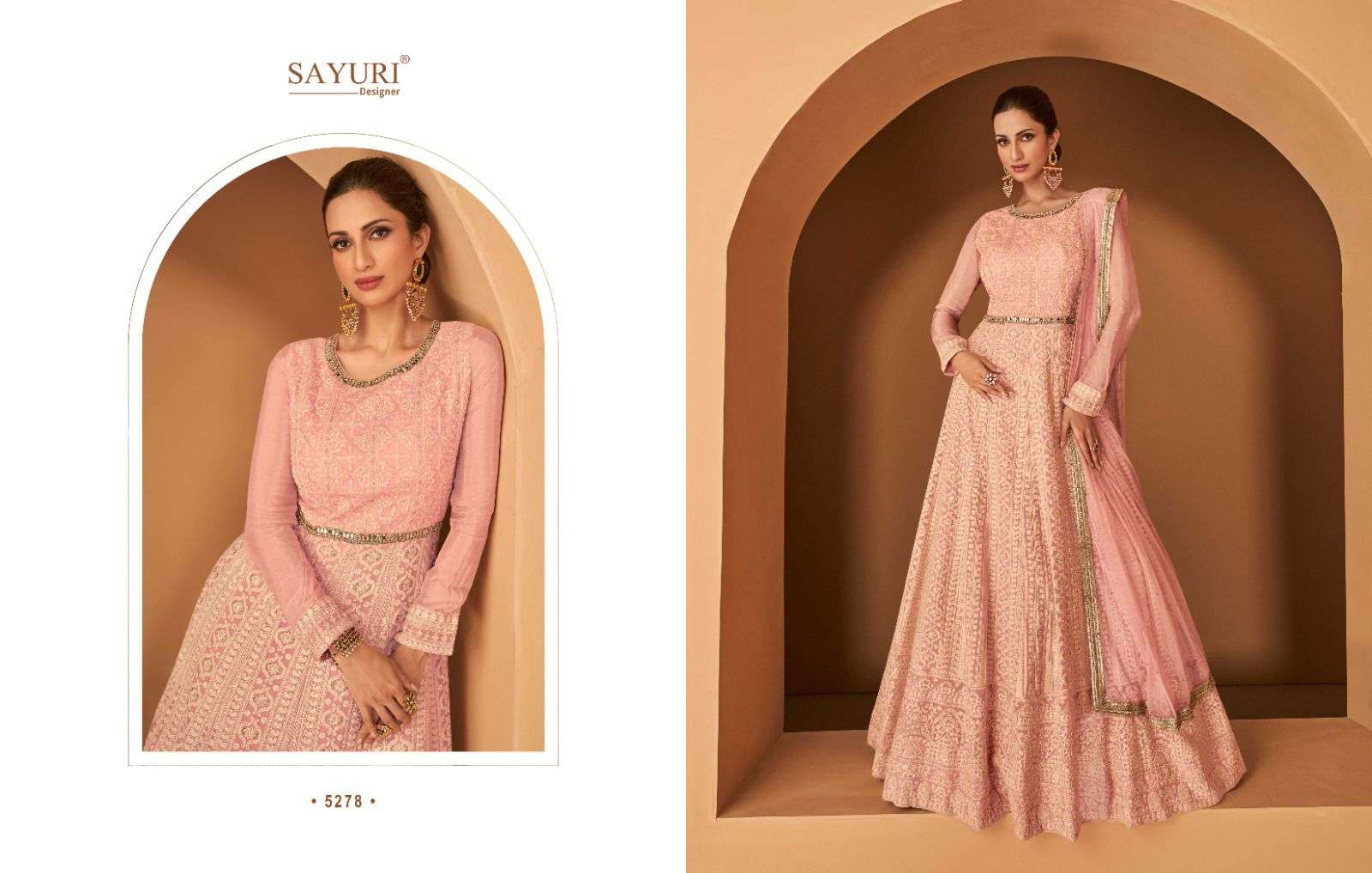 Buy Anarkali - Peach Traditional Embroidered Anarkali Pant Suit
