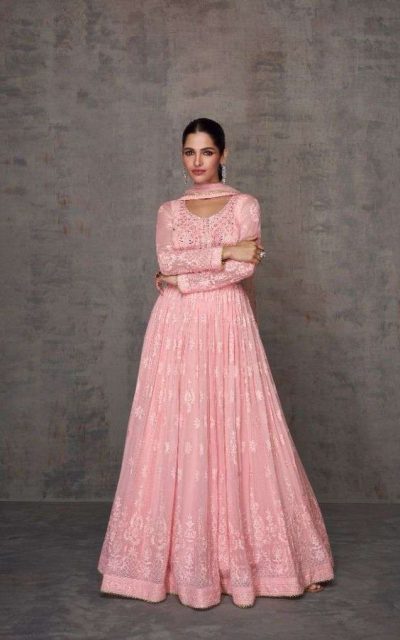 Light Pink Off Shoulder Anarkali Gown | Beautiful pakistani dresses, Indian  gowns dresses, Pakistani bridal dresses