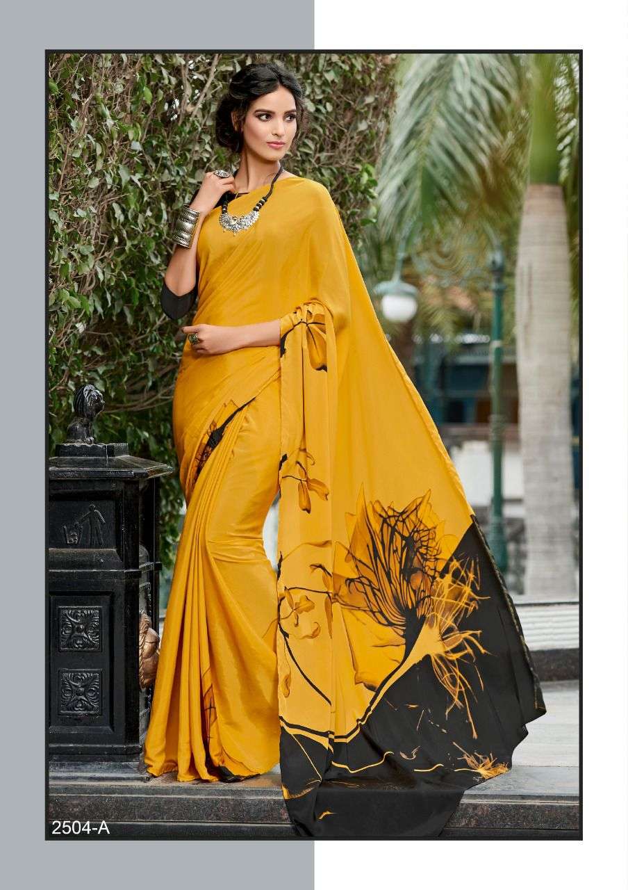 Buy Yellow Georgette Fabric Pearl Embroidered Saree Online - SREA2140 |  Appelle Fashion