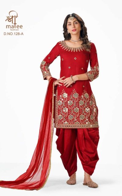 Shreematee Fashion 128 A Bebo Vol 11 Red Semi Stitched Designer Silk Salwar Suit 1 e1707571021797