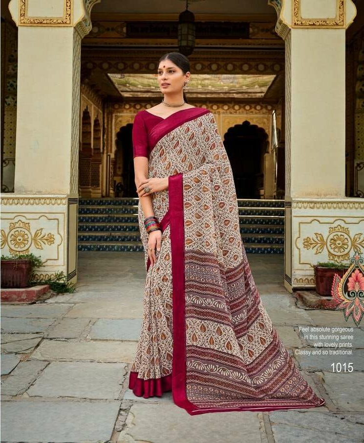 Maroon chiffon saree with blouse V3906 | Designer blouse patterns, Fancy  sarees, Chiffon saree