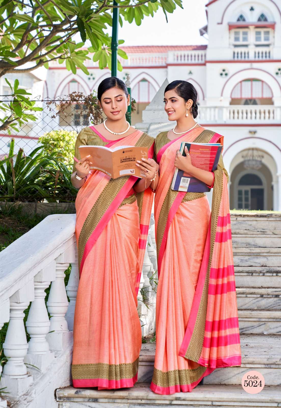 Purchase Peach and Red Georgette Woven Trendy Saree Online : USA -
