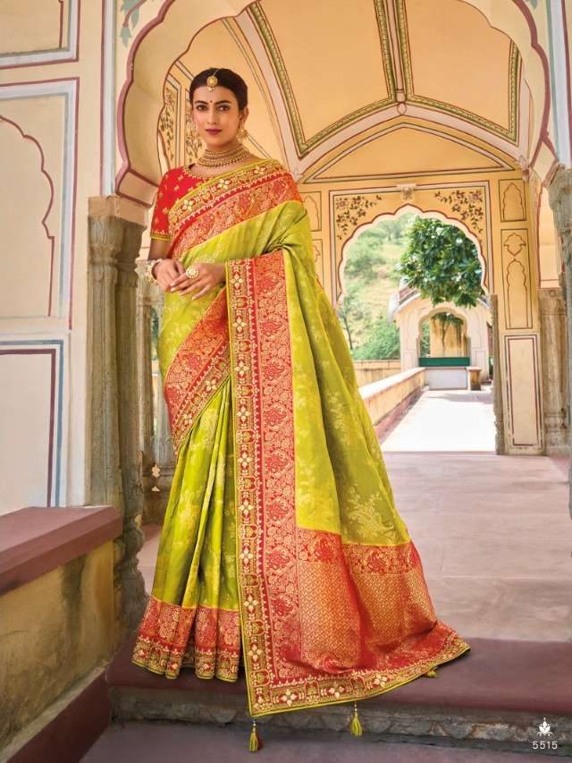 FCA-Red & Gold-Toned Embroidered Pure Georgette Heavy Work Saree For Women